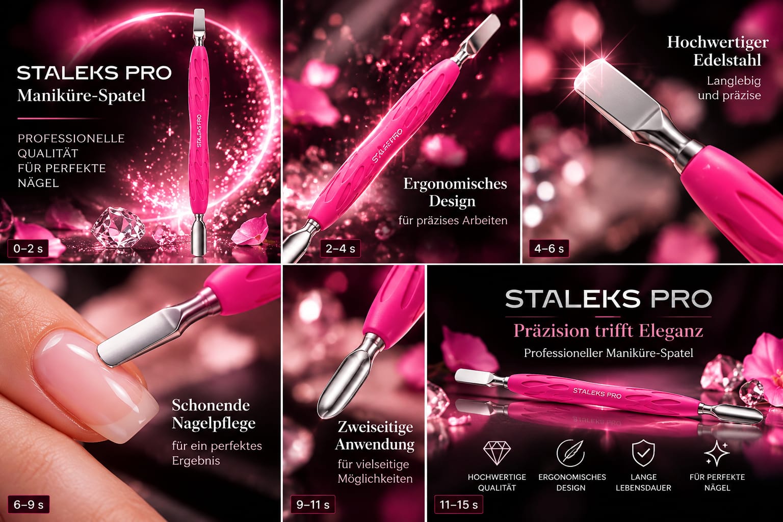 STALEKS PRO UNIQ Doppelter Nagelhautschieber PQ-10/5 – Edelstahl mit Gummy-Silikongriff – Bild 2