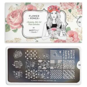 MoYou London Stempelplatte „Flower Power Collection“ Nr. 26