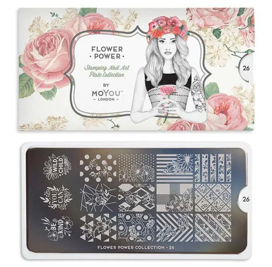MoYou London Stempelplatte „Flower Power Collection“ Nr. 26